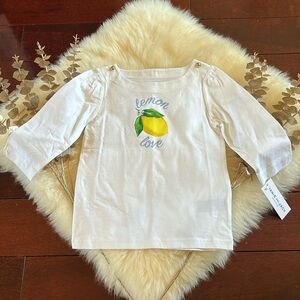 🍋 NWT Janie and Jack Lemon Italian inspired girls 3/4 sleeve top vacation!